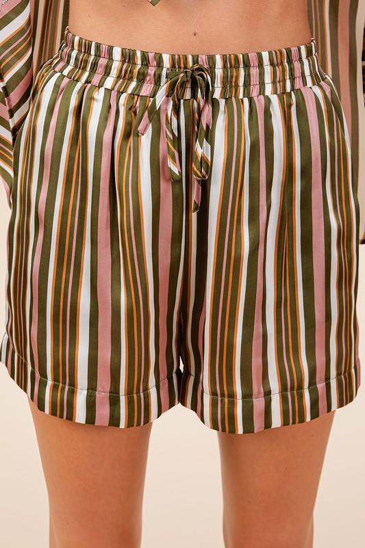 Mittoshop Drawstring Striped Satin Shorts