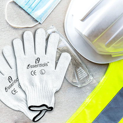 Cotton & Dotted PVC | Cotton Work Gloves | White | L | Pack of 12