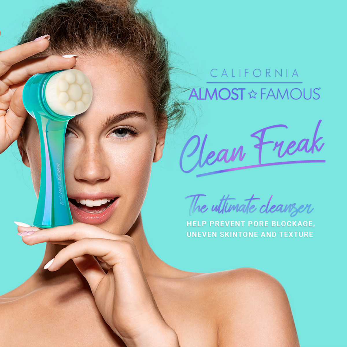 Almost Famous "Clean Freak" 2in1 Exfoliator Brush - Deep Cleanse & Exfoliate | 550,000 Microfiber Bristles for Clear, Radiant Skin