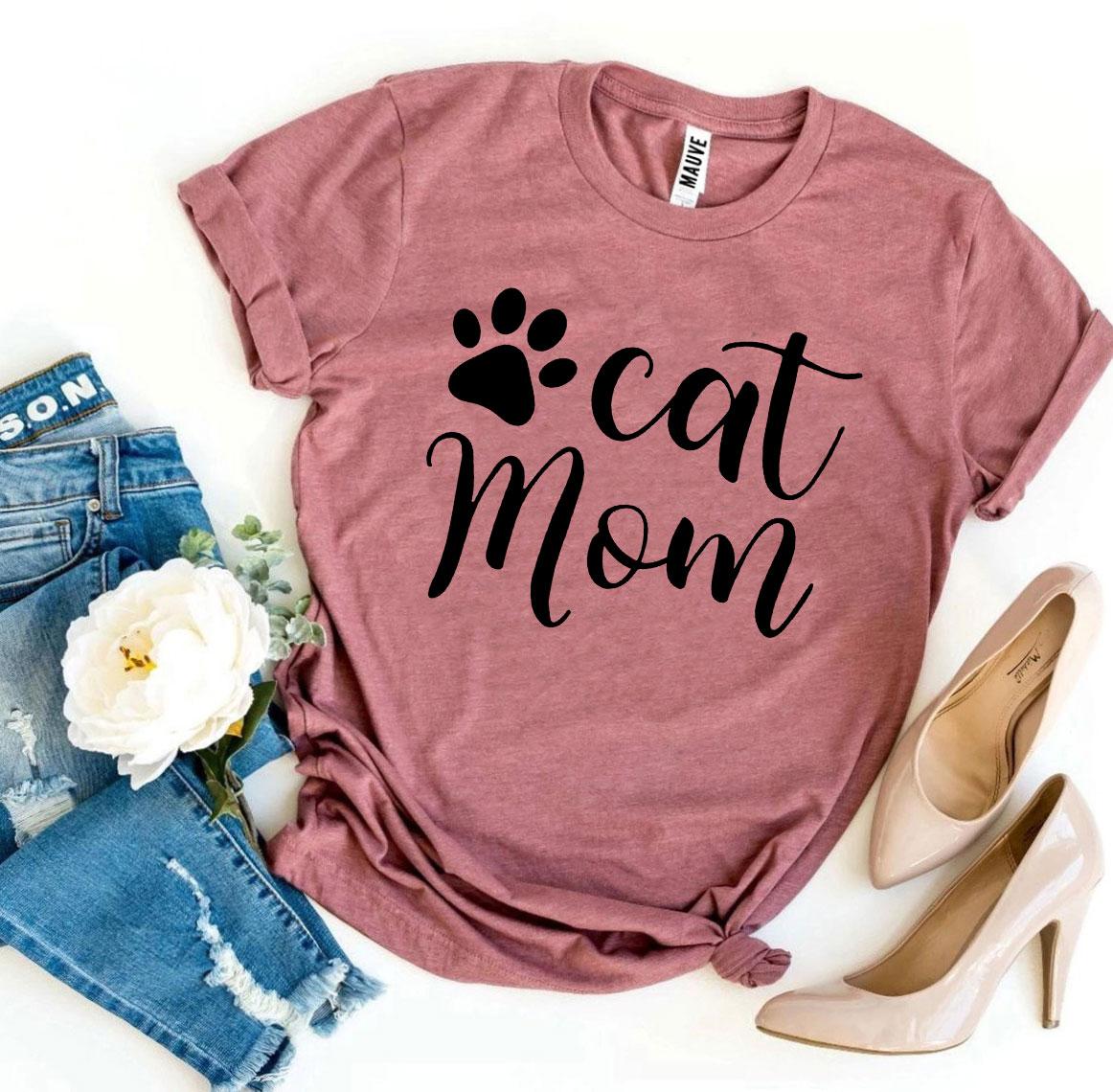 Cat Mom T-shirt - Premium Ring Spun Cotton, Soft Textile Flex Print, Bella Canvas