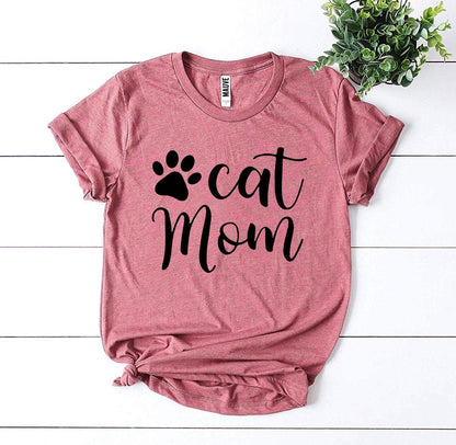 Cat Mom T-shirt - Premium Ring Spun Cotton, Soft Textile Flex Print, Bella Canvas