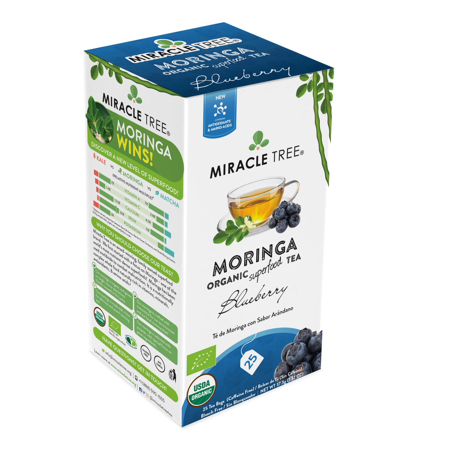 Miracle Tree's Organic Moringa Tea, Blueberry