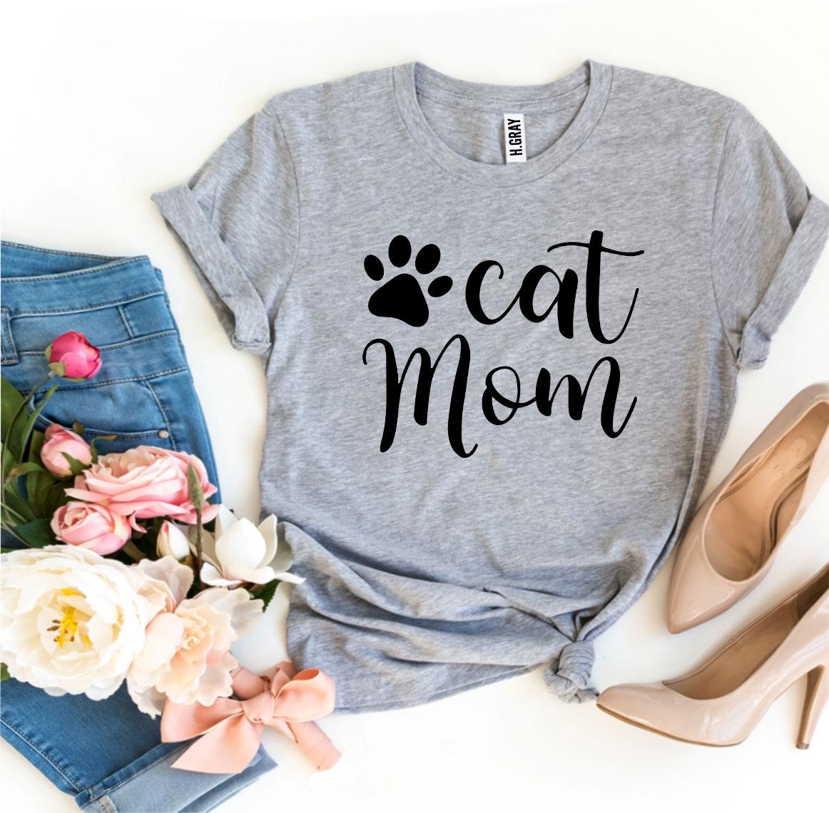 Cat Mom T-shirt - Premium Ring Spun Cotton, Soft Textile Flex Print, Bella Canvas