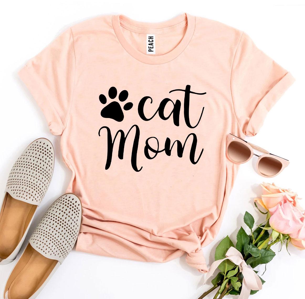 Cat Mom T-shirt - Premium Ring Spun Cotton, Soft Textile Flex Print, Bella Canvas