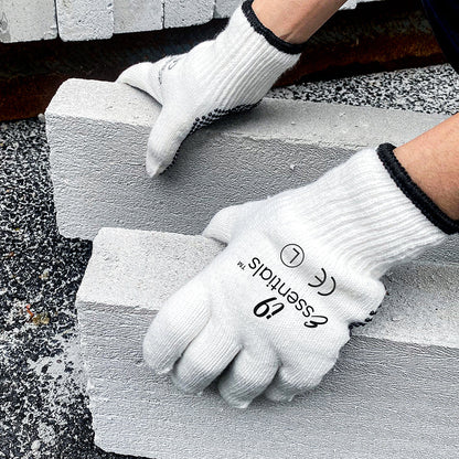 Cotton & Dotted PVC | Cotton Work Gloves | White | L | Pack of 12