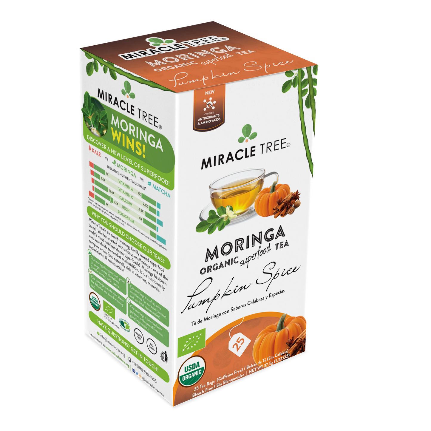 Miracle Tree's Organic Moringa Tea, Pumpkin Spice