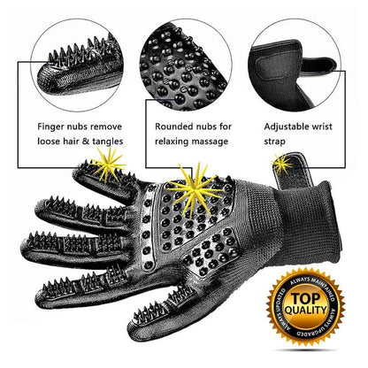 Pet Grooming Gloves – Gentle & Adjustable for Shedding, Detangling, and Massaging