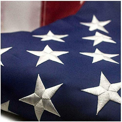 Outdoor Heavy Duty USA Flag - 210D Oxford Nylon with Embroidered Stars, Brass Grommets, UV & Fade Resistant, All-Weather Durable