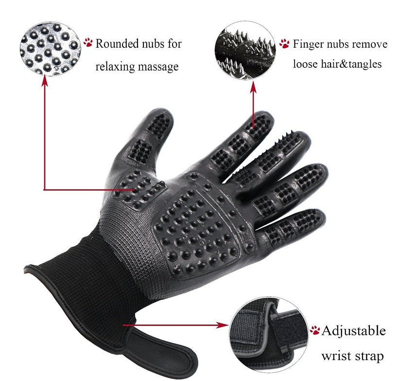 Pet Grooming Gloves – Gentle & Adjustable for Shedding, Detangling, and Massaging