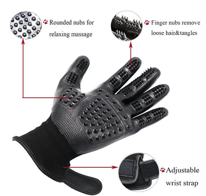 Pet Grooming Gloves – Gentle & Adjustable for Shedding, Detangling, and Massaging