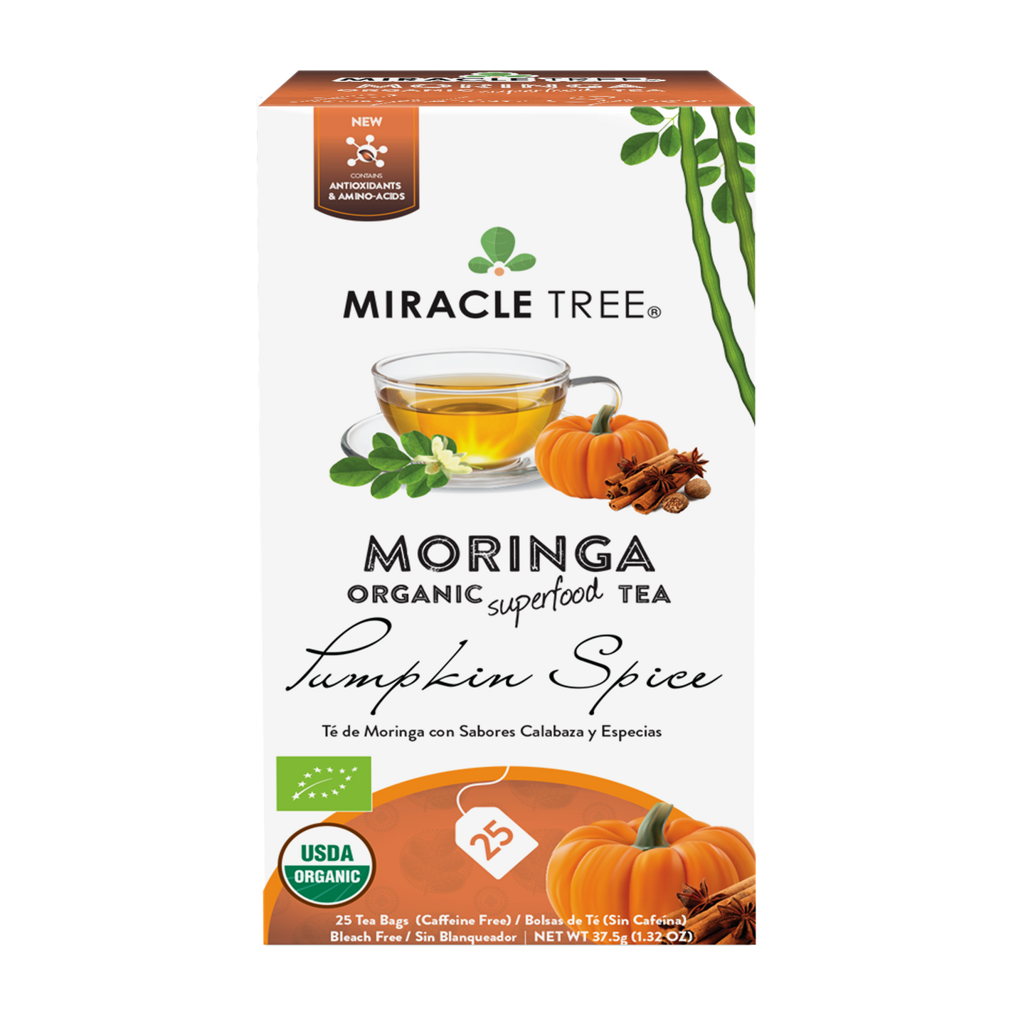 Miracle Tree's Organic Moringa Tea, Pumpkin Spice