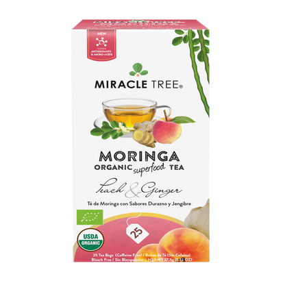 Miracle Tree's Organic Moringa Tea, Peach & Ginger