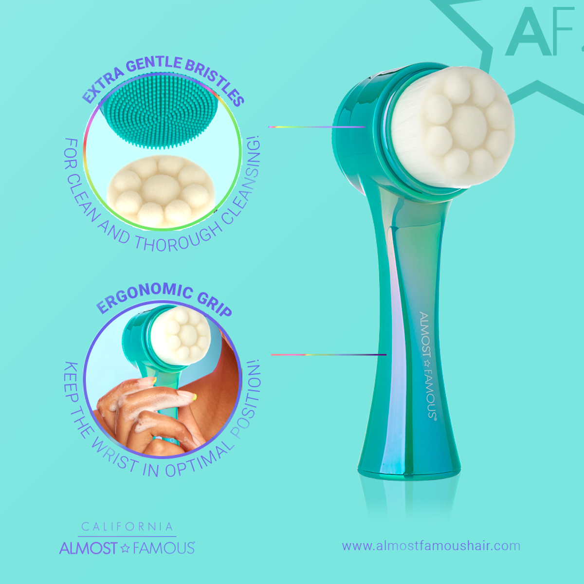 Almost Famous "Clean Freak" 2in1 Exfoliator Brush - Deep Cleanse & Exfoliate | 550,000 Microfiber Bristles for Clear, Radiant Skin