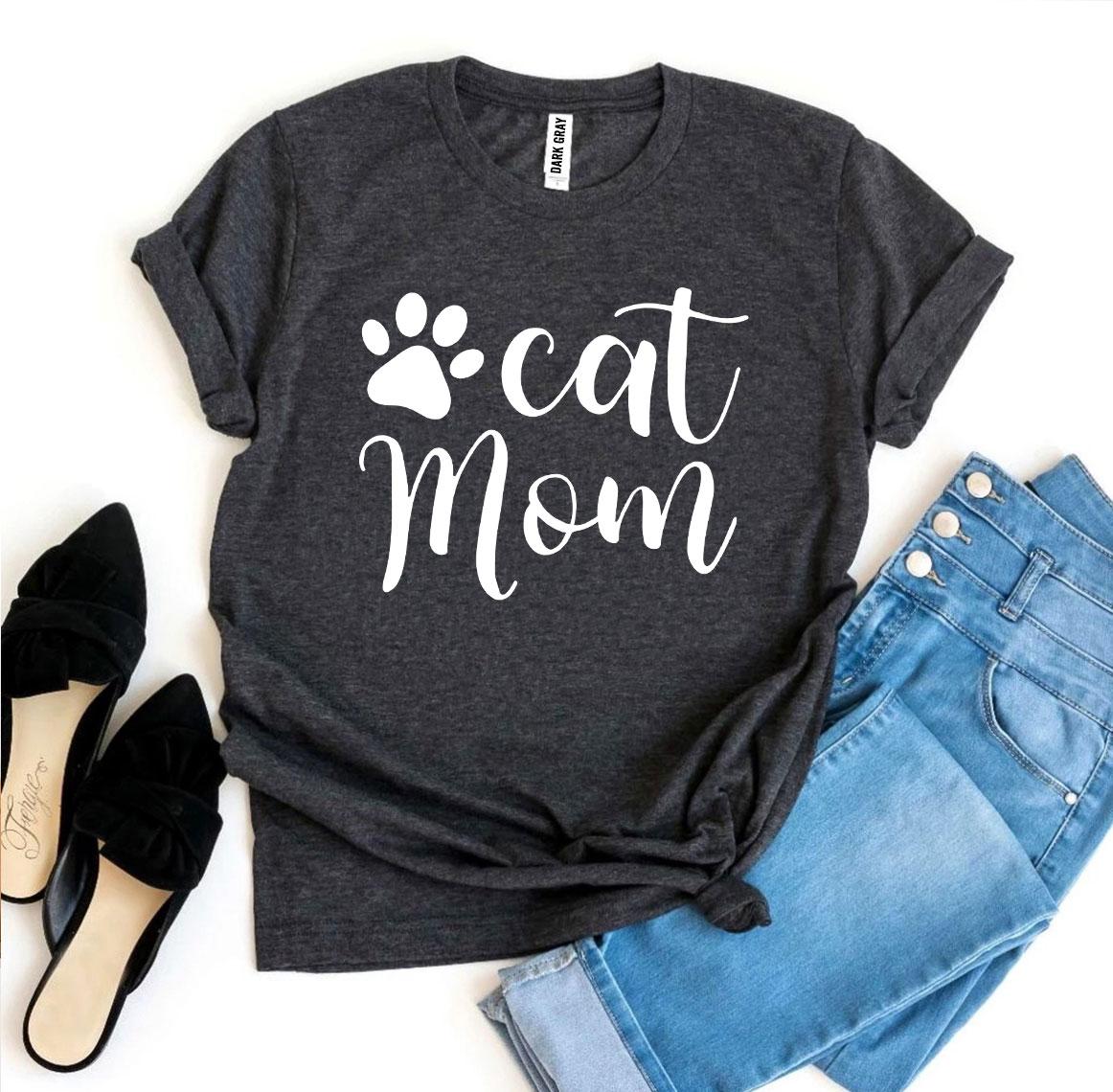 Cat Mom T-shirt - Premium Ring Spun Cotton, Soft Textile Flex Print, Bella Canvas