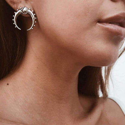 Crescent Moon Earrings - Zinc Alloy, 1" x 1", Unique Celestial Design