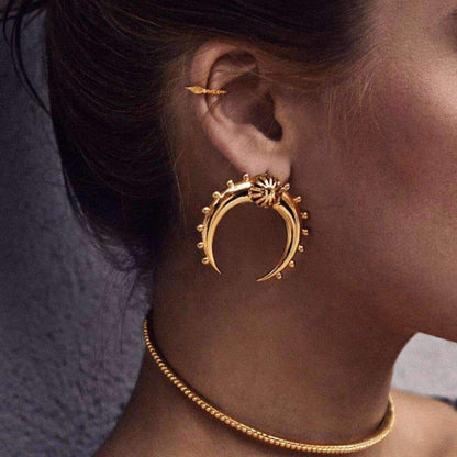 Crescent Moon Earrings - Zinc Alloy, 1" x 1", Unique Celestial Design