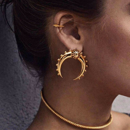 Crescent Moon Earrings - Zinc Alloy, 1" x 1", Unique Celestial Design