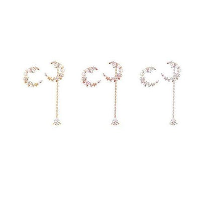 Asymmetric Sparkle Earrings - Silver or Rose Gold Plated with Genuine Crystals | One Stud and One Dangling Crystal for Unique Style
