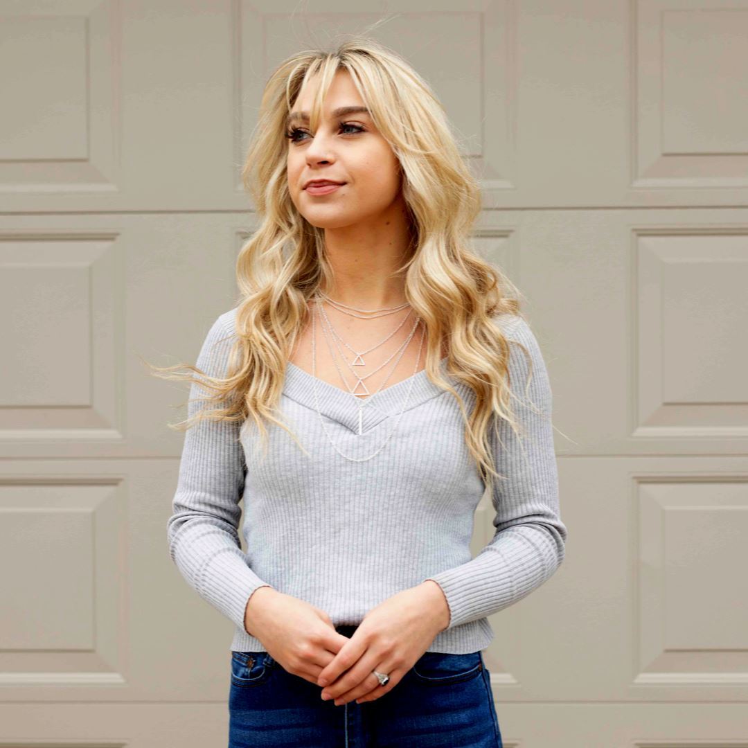 Double Triangle Multilayer Necklace - 6 Layers, Zinc Alloy, Adjustable Chain, Unique Geometric Design