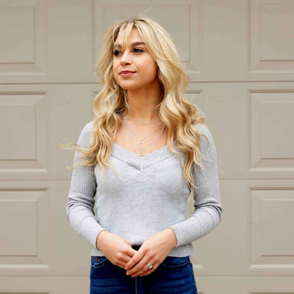 Double Triangle Multilayer Necklace - 6 Layers, Zinc Alloy, Adjustable Chain, Unique Geometric Design