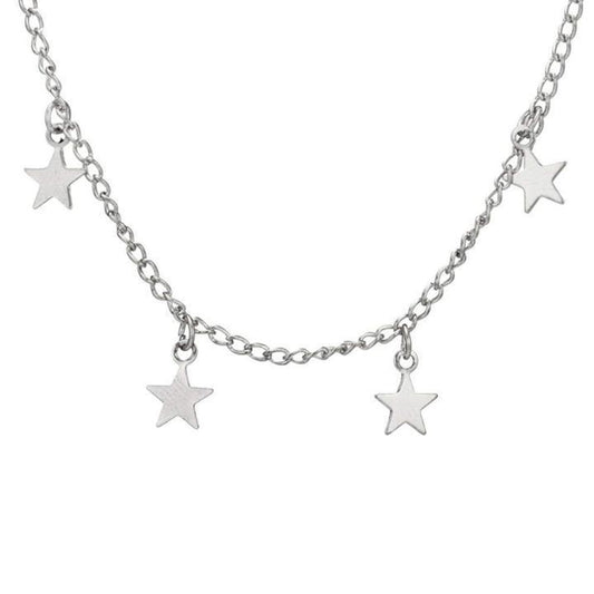 Dangling Star Necklace - High-Quality Zinc Alloy, 13" Choker with 2" Extender, Available in Silver & Gold